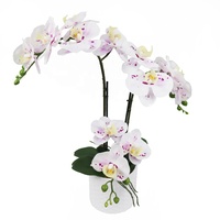 Vente en gros de fleurs d'orchidées au toucher réel de 52cm de haut avec pot en ciment