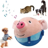 Jouet interactif électrique de luxe en peluche pour chats, en forme de cochon en plastique, parlant, chantant et rebondissant, avec télécommande, motif dessin animé adorable