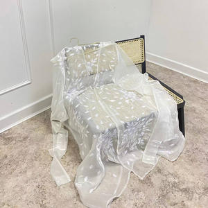 Beyaz ramazan artı boyutu beyaz örgü nakış açık Abaya kadın puf kollu Kimono elbise Dubai türkiye için Kaftan Islam giyim - Product Image 4