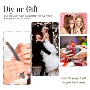 Unghie Finte Medie Quadrate con Cielo Stellato <span class=keywords><strong>Nero</strong></span>, Design Artistico in Rilievo, Stelle Sfumate, Unghie Acriliche a Copertura Totale per Donne e Ragazze, 24 Pezzi - Product Image 5