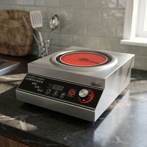 Estación de Wok Eléctrica Comercial e Industrial de Acero Inoxidable para Mostrador, Cocina de Inducción con Panel de Vidrio de Titanio/Microcristalino - Product Image 2