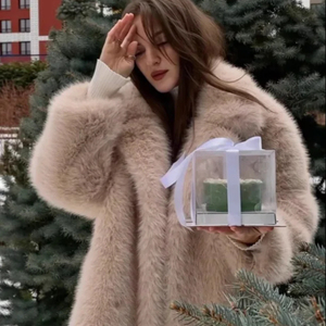 Manteau en fausse fourrure à col tailleur chaud automne et hiver pour femmes, manteau <span class=keywords><strong>mi</strong></span>-<span class=keywords><strong>long</strong></span> en fausse fourrure de renard - Product Image 1