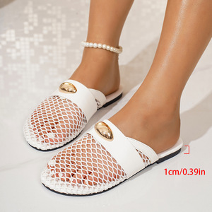 Zapatos Planos <span class=keywords><strong>de</strong></span> <span class=keywords><strong>Ballet</strong></span> con Plataforma <span class=keywords><strong>de</strong></span> Malla para Mujer, Tallas Grandes, <span class=keywords><strong>de</strong></span> Verano, con Hebilla y Ribete <span class=keywords><strong>de</strong></span> Charol, Cómodos, Transpirables y con Diseño Hueco - Product Image 2