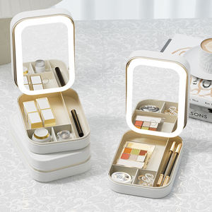 उच्च श्रेणी के डेस्कटॉप कॉस्मेटिक बॉक्स पोर्टेबल लक्जरी मेकअप ब्यूटी केस गहने के साथ गहने यात्रा केस - Product Image 2