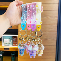 Nouveau porte-clés astronaute, porte-clés mignon de dessin animé, porte-clés, anneau porte-clés, homme spatial, pendentif liquide à sable mouvant, cadeaux suspendus
