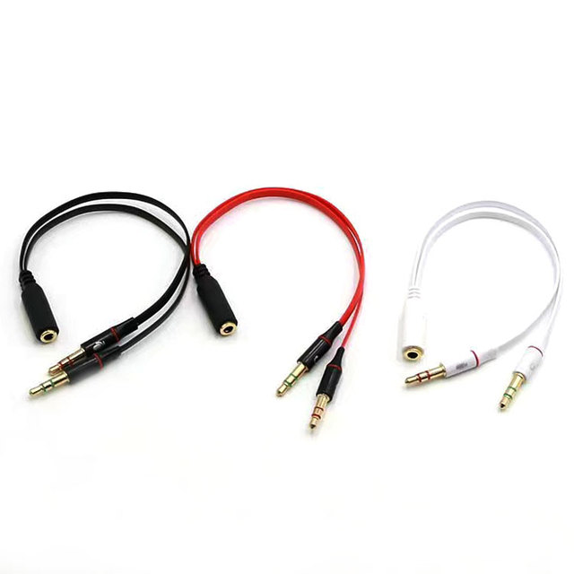 Factory Hot Sell 3.5mm Female to 2 Male Cable Aux Mic 2 in 1 Cable for Earphone 1 to 2 Splitter Cable