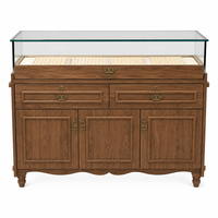 Vitrine de présentation de bijoux en bois sur mesure avec comptoir en verre, finition stratifiée et dos massif pour la vente au détail