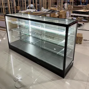 6ft Retail Store Display Showcase Full Vision Glass Cabinets With Led Lights Lockable Convenience Store Glass Counter