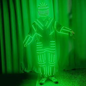 Traje de Baile LED RGB de Cuerpo Completo para Mujer GEMEI, Casco Iluminado con Cambio de Color, Traje Brillante de Spandex/Algodón para Actuaciones de <span class=keywords><strong>DJ</strong></span> en Discotecas - Product Image 2
