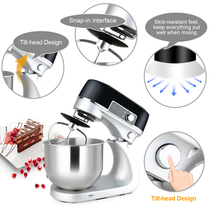 Batidora eléctrica <span class=keywords><strong>de</strong></span> 10 velocidades <span class=keywords><strong>de</strong></span> 600W con interfaz digital, cuenco <span class=keywords><strong>de</strong></span> <span class=keywords><strong>acero</strong></span> <span class=keywords><strong>inoxidable</strong></span> <span class=keywords><strong>de</strong></span> 5L, apto para lavavajillas, batidor, gancho para masa y paleta mezcladora - Product Image 3