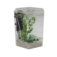 Vente en gros d'aquarium en plastique écologique personnalisé petit aquarium en forme de polygone conception de cylindre