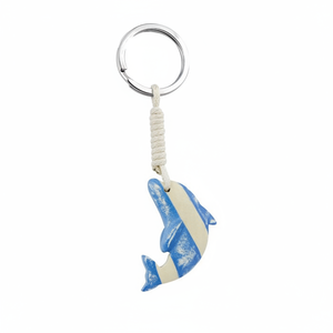 Portachiavi a Forma di Delfino Mini, Blu e Bianco a Strisce, Articolo Promozionale - Product Image 2