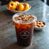 Gobelets à café transparents personnalisés en PET à paroi simple pour les cafés, pour servir des boissons froides, du café glacé, du jus, de l'eau minérale avec des couvercles à paille