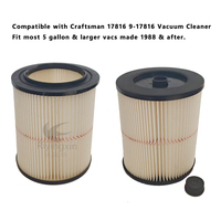 Filtre à cartouche HEPA haute efficacité de remplacement pour aspirateur eau et poussière Craftsman 17816 9-17816, compatible avec les aspirateurs de 5 gallons et plus
