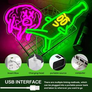 Enseigne au néon de bière de conception libre pour la décoration murale, bouteille de bière à intensité variable donne un coup de pied au cerveau, enseigne au néon drôle de barre - Product Image 4