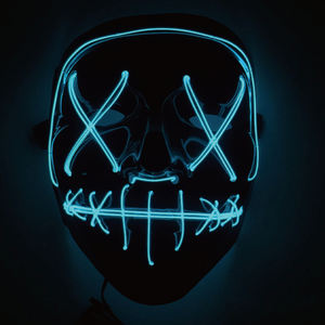 Venta caliente máscara de Halloween LED máscara brillante Negro V palabra con sangre horror pieza facial - Product Image 5