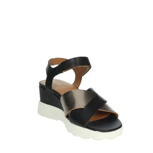 Open Toe D45g0c 043cf sandali con tacco nero/oro comode zeppe con cinturino alla caviglia per la primavera/estate con soletta morbida in PU/gomma - Product Image 5