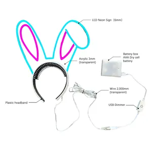 2023 New Party Nguồn cung cấp đám cưới Bunny Tai Neon dấu hiệu Headband trang trí tùy chỉnh led đèn neon