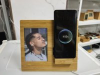 Vente flash - Horloge de table numérique LCD en bambou avec chargeur sans fil - Horloge électronique en bois avec température et humidité