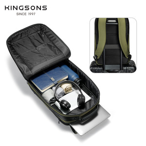 Kingsons Men's <b>Backpack</b> 20-35L Waterproof Laptop Bag For Commuting Daily Use Green And <b>Black</b> Solid Color - Product Image 1