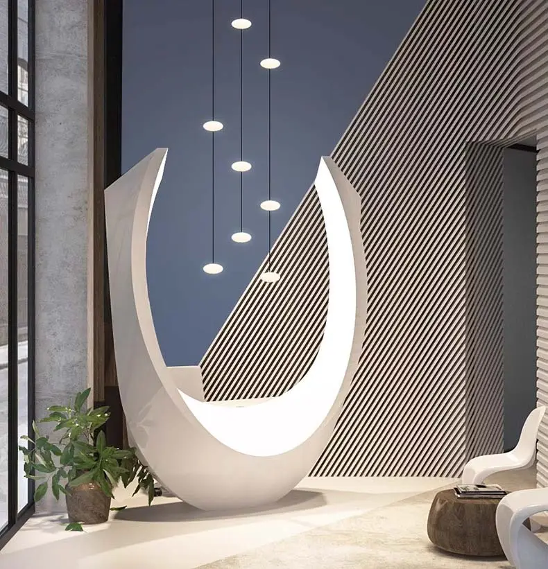 Nordique minimaliste en gros design créatif spirale décor acrylique mousse moderne longue suspension escalier lustre haut plafond