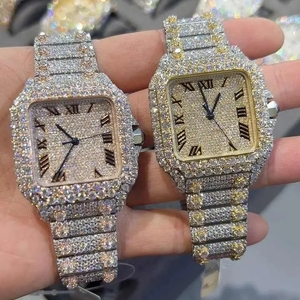 Montre automatique mécanique pour homme en cristal de saphir, avec cristaux de glace VVS Moissanite, boîtier carré, luxe, style hip-hop - Product Image 2