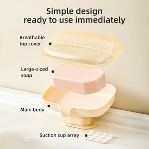 Support Oem Wholesale New Plastic Slant Drain Waterproof Soap <b>Storage</b> <b>Box</b> Drainage Rack with Suction Cup and Flexible Support - Product Image 6