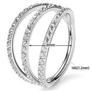 Anillo de Nariz de Acero de Titanio 316L con Tres Hileras de Circonitas, Pendientes de Septum, Chapado <span class=keywords><strong>en</strong></span> Oro, Joyería para Mujer, <span class=keywords><strong>Piercing</strong></span> para Bodas - Product Image 3