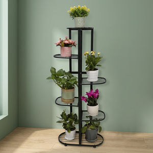 Support à fleurs moderne en métal avec étagères circulaires pour plantes et fleurs d'intérieur, décoration intérieure, design minimaliste, finition thermolaquée - Product Image 6
