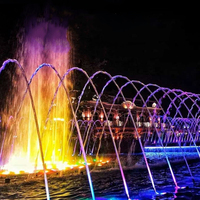 Fontaine interactive commerciale à jets d'eau programmables avec lumières RGB/laser, étanche IP68, en acier inoxydable, pour extérieur, pour enfants