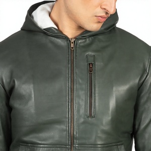 Chaqueta de Cuero PU sin Capucha para Hombre de ELYSIAN INDUSTRIES, Cierre Frontal con Cremallera, Color Sólido, Corte Ajustado, Ropa de Invierno, 100% Cuero - Product Image 4
