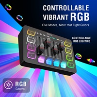 Équipement de podcast FIFINE SC3, lumières RGB, changement de voix, 4 commandes individuelles, alimentation fantôme 48V pour DJ, streaming en direct, mixeur audio
