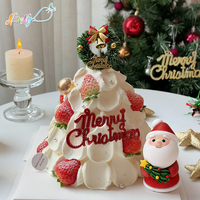 Listo para Enviar, en Stock, No Tóxico, Apto para Alimentos, Certificado Halal, Decoración de Pasteles Comestible en 3D para Navidad, Suministros para Decoración de Pasteles Navideños