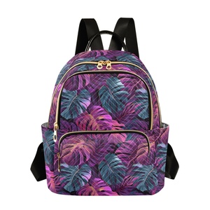 Custom Tropical Leaves Mini <b>Backpack</b> Bookbag Casual <b>Backpack</b> <b>Lightweight</b> Daypack Women Small <b>Backpack</b> with Luggage Sleeve - Product Image 1