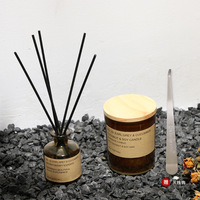 Bougie d'aromathérapie à fleurs séchées Parfum de cire de soja Souvenir d'aromathérapie sans flamme Ensemble de bouteilles diffusantes de 50ml Boîte-cadeau