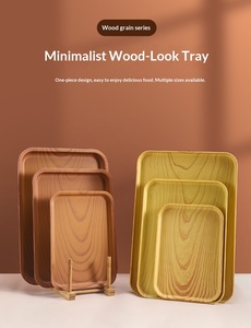 Bandeja Rectangular Grande de Grado Comercial con Diseño de Madera, Bandeja de PP de Grado Alimenticio para Servir Postres en Cafeterías y Té de la Tarde - Product Image 6