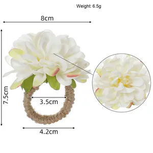 Anelli Portatovaglioli in Plastica PP Moderni con Fiori Simulati per Feste e Matrimoni - Product Image 2