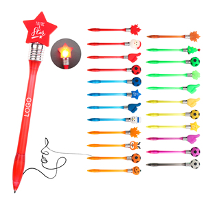 Stylo bille LED multicolore en plastique, promotion populaire, avec logo personnalisé pour les cadeaux de Noël, d'Halloween et pour les enfants - Product Image 1