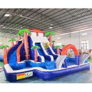 Toboggan aquatique gonflable commercial extérieur pour enfants avec piscine et château gonflable en forme de <span class=keywords><strong>palmier</strong></span> – En promotion - Product Image 1