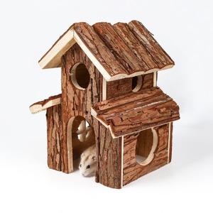 Ensemble de château d'écorce de hamster Matériau en bois massif Interaction de paysage de mastication et de dentition Comprend un tunnel, une échelle et un tuyau - Product Image 2