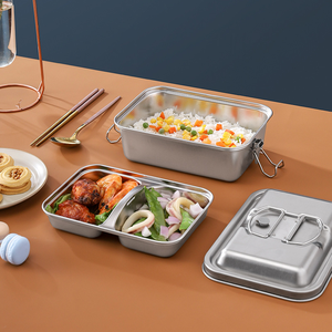 Eco-Friendly Portable Lunch Box Storage Container With Lid Leakproof 304 Stainless Steel Metal Lunchbox