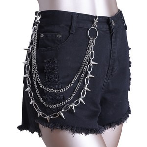 Cadena de cintura estilo Hip Hop Punk con púas metálicas para jeans, cadena corporal de moda para fiestas, aleación de zinc, múltiples bucles, color blanco K - Product Image 1