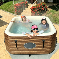 Jacuzzi gonflable portable avec jets d'air, couverture isolante et pompe filtrante pour SPA extérieur, jardin et cour.