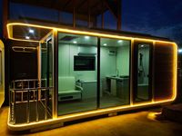 Casa Prefabricada Modular Tipo Cabaña Apple, Oficina en Jardín Exterior, Estudio de Acero, Mini Casa para Patio Trasero con Puerta de Vidrio