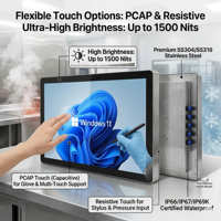 PC Industrial con Pantalla Táctil de 15 17 19 21 Pulgadas, Totalmente Impermeable IP67, 1000nits, Legible Bajo la Luz Solar, para Uso Marino