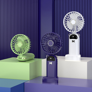 IStapromo Gifts Mini Portable Handheld Fan With Digital Display Foldable <b>Battery</b> <b>Operated</b> Three Speeds Plastic Body - Product Image 1