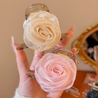 Pince à cheveux élégante en plastique blanc rose, faite à la main, pour femme, Saint-Valentin, 8 cm, épaisse, avec pince à griffes, douce et tendance LX