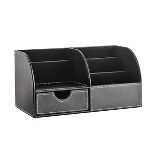 ที่จัดระเบียบโต๊ะทำงานหนัง FOSKA แบบหลายช่อง สำหรับเก็บรีโมท ที่ชาร์จ เครื่องสำอาง <span class=keywords><strong>ปากกา</strong></span> และอื่นๆ - Product Image 1