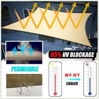 Voile d'ombrage triangulaire beige 22' x 22' x 22' pour extérieur, auvent perméable à l'eau et à l'air, qualité commerciale robuste
