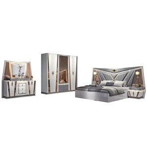 Ensemble de chambre à coucher moderne de luxe personnalisé en bois, lit King/<span class=keywords><strong>Queen</strong></span> avec rangement, meubles de style ferme pour appartement et villa - Product Image 2